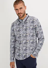 Piquè-Poloshirt mit Print, Langarm aus reiner Bio-Baumwolle, bonprix