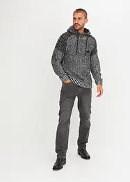 Grobstrick-Pullover mit Kapuze und Bikerdetails, bonprix