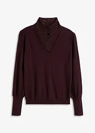 Pull rehaussé de dentelle, bonprix