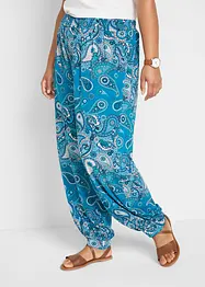 Pantalon sarouel en jersey imprimé avec taille smockée confortable, bonprix