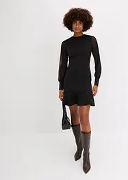 Mini-robe en tissu solide effet néoprène, avec manches légères en mesh, bonprix