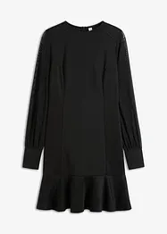 Mini-robe en tissu solide effet néoprène, avec manches légères en mesh, bonprix