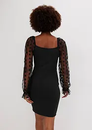 Robe courte en matière néoprène avec manches en mesh à pois, bonprix