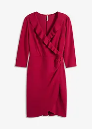 Robe courte en crêpe texturé à encolure volantée, bonprix