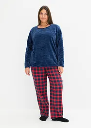 Fleece Pyjama mit Flanellhose, bonprix