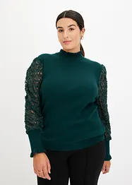 Rollkragenpullover mit dekorativen Chiffonärmeln, bonprix