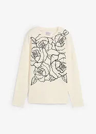 T-shirt manches longues avec roses imprimées, bonprix