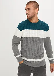 Pull coton en maille torsadée, bonprix