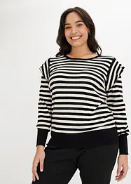 Streifen-Pullover mit Volant, bonprix