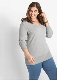 Pull col en V en fine maille, bonprix