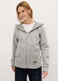 Sweatjacke mit Strickkapuze und Tasche, bonprix