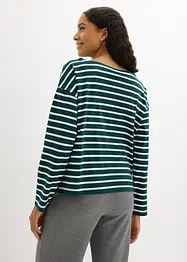 Lot de 2 T-shirts manches longues col légèrement bateau, bonprix