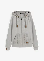 Sweatjacke mit Strickkapuze und Tasche, bonprix