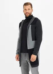 Gilet long en maille à capuche, bonprix