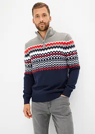 Norweger-Pullover mit Troyerkragen und recyceltem Polyacryl, bonprix