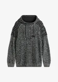 Grobstrick-Pullover mit Kapuze und Bikerdetails, bonprix