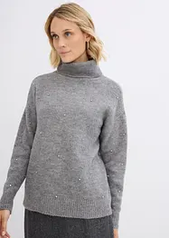 Rollkragenpullover mit Strasssteinen, bonprix
