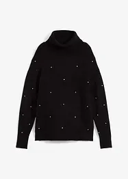 Rollkragenpullover mit Strasssteinen, bonprix