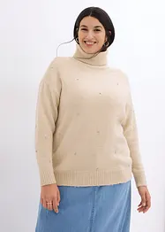 Rollkragenpullover mit Strasssteinen, bonprix