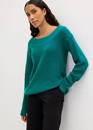 Pull en maille côtelée à encolure bateau, bonprix