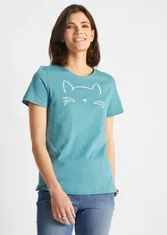 Kurzarmshirt mit Katzen-Druck, bonprix