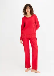 Pyjama aus weicher Baumwolle mit Spitze, bonprix