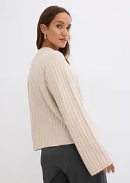 Pull raccourci en maille côtelée, bonprix