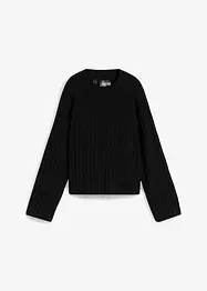 Pull raccourci en maille côtelée, bonprix