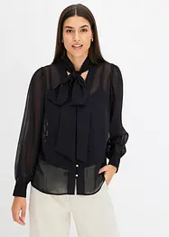 Blouse en crêpe à lavallière, bonprix