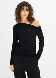 Shirt mit asymmetrischem Ausschnitt und Raffungen, bonprix