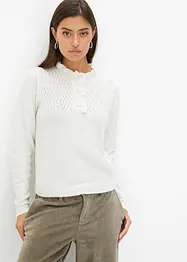 Ajour-Pullover mit Rüschen, bonprix