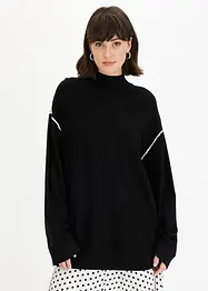 Pull boxy à bande contrastante en point décoratif, bonprix