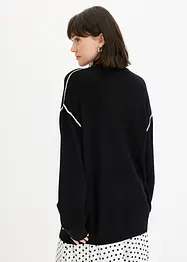 Pull boxy à bande contrastante en point décoratif, bonprix