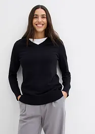 Strickpullover mit V-Ausschnitt, Langarm, bonprix