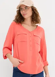 Blouse fluide à col en V et manches longues, bonprix