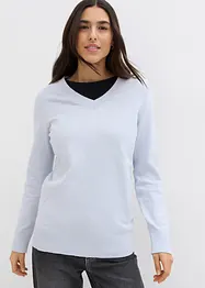 Pull en maille avec col en V, manches longues, bonprix