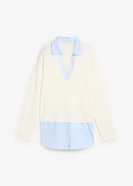 Pull en fine maille empiècement chemisier, bonprix