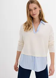 Pull en fine maille empiècement chemisier, bonprix