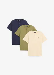 Henleyshirt (3er Pack) aus reiner Bio-Baumwolle, bonprix