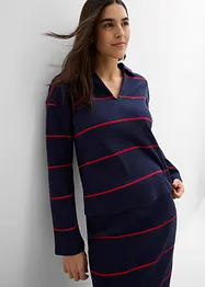 Geripptes Langarm-Poloshirt, bonprix