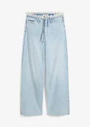 Wide-Leg-Jeans, Mid Waist, Fransenbund, bonprix