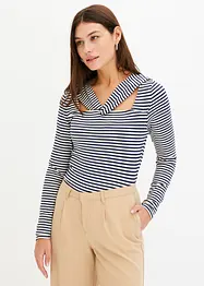 T-shirt manches longues avec détail sur le décolleté, bonprix