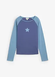 Zweifarbiges Langarmshirt mit Stickerei, bonprix