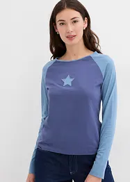 Zweifarbiges Langarmshirt mit Stickerei, bonprix
