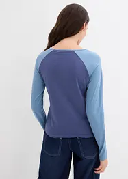 Zweifarbiges Langarmshirt mit Stickerei, bonprix