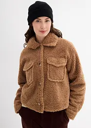 Blouson en maille peluche à poches plaquées, bonprix