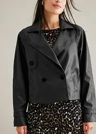 kurzer Lederimitat-Trenchcoat, bonprix