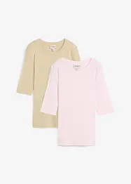 Lot de 2 t-shirts en coton côtelé, bonprix