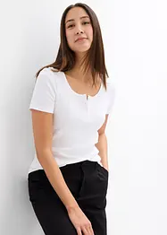 T-shirt col Henley, 100% coton, bonprix