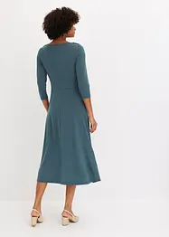 Robe midi drapée manches 3/4, bonprix